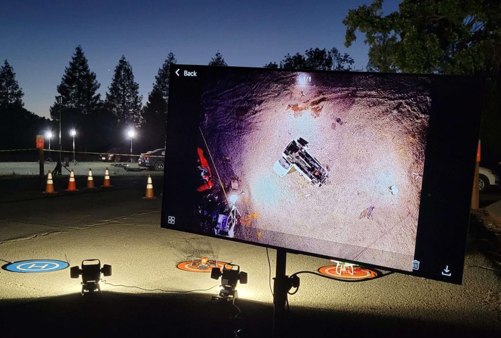 Video Monitor Displaying Crash Scene