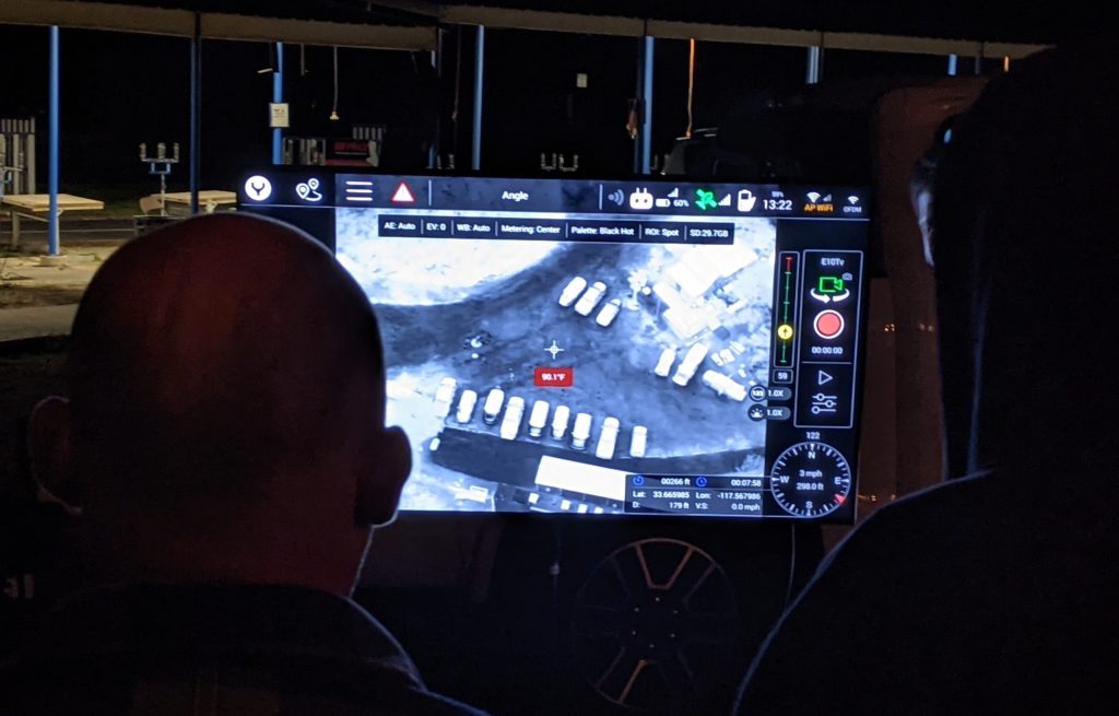 Nighttime Drone Controller Screen with Thermal Image