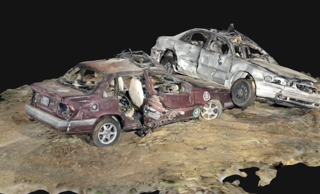 3D Model of a re-created car accident