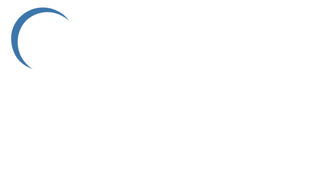 RTC Company Logo in White with Blue Crescent